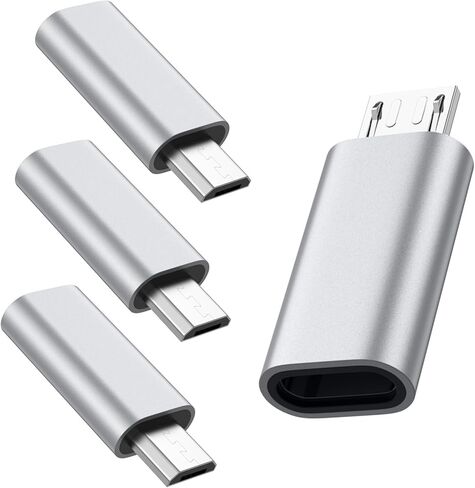 4 Pack USB C to Micro USB Adapter, USB Type C Female to Micro USB Male Converter Data Sync Compatible with Samsung Galaxy S7 S6 Note 5, Kindle, PS4, Nexus 5 6 and Micro USB Devices (Silver) in Saudi Arabia