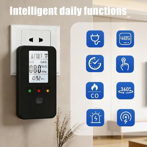 كاشف 4 في 1 مع شاشة LCD عالية الدقة - احم منزلك، عرض في الوقت الحقيقي للمنزل، الشقة، الفندق، التخييم RV (أبيض) in Saudi Arabia