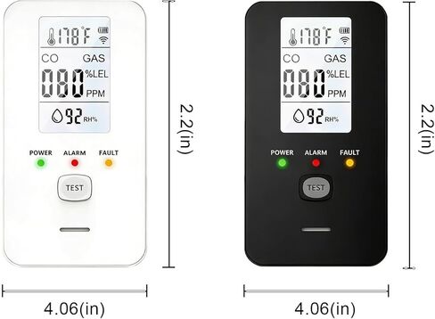 كاشف 4 في 1 مع شاشة LCD عالية الدقة - احم منزلك، عرض في الوقت الحقيقي للمنزل، الشقة، الفندق، التخييم RV (أبيض) in Saudi Arabia