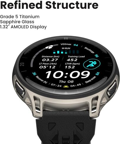 ساعة ذكية Amazfit Cheetah 2 Pro مقاس 48 مم بنظام تحديد المواقع العالمي (GPS)، شاشة AMOLED مقاس 1.32 بوصة، زجاج ياقوتي، حافظة Ti، تخزين 32 جيجابايت، بطارية تدوم 20 يومًا، 5 أجهزة الصراف الآلي، مصباح يدوي، خرائط غير متصلة بالإنترنت، أكثر من 170 رياضة لأجهزة in Kuwait