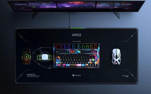 لوحة ماوس للشحن اللاسلكي Angry miao، حصيرة مكتبية كبيرة للألعاب RGB مع منطقة شحن لاسلكية سريعة، لوحة ماوس ممتدة غير قابلة للانزلاق للمكتب والألعاب، سطح متين مقاوم للماء in Kuwait