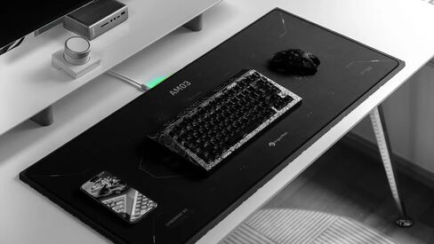 لوحة ماوس للشحن اللاسلكي Angry miao، حصيرة مكتبية كبيرة للألعاب RGB مع منطقة شحن لاسلكية سريعة، لوحة ماوس ممتدة غير قابلة للانزلاق للمكتب والألعاب، سطح متين مقاوم للماء in Kuwait