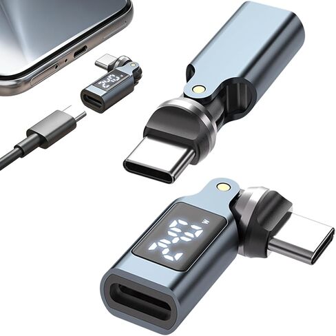 CCSmall 240W USB C Adapter Male to Female Connector, Type C Power Meter with Digital Display, 360° Rotatable USBC Right Angle Adapter for MacBook iPad iPhone 15/16/17 Samsung Galaxy PXT Blue in Saudi Arabia