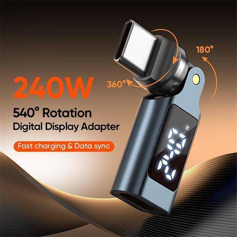 CCSmall 240W USB C Adapter Male to Female Connector, Type C Power Meter with Digital Display, 360° Rotatable USBC Right Angle Adapter for MacBook iPad iPhone 15/16/17 Samsung Galaxy PXT Blue in Saudi Arabia