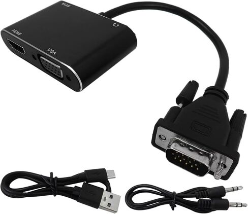 2 in 1 VGA to HDMI Adapter with Audio, PC VGA Source Output to TV/Monitor with HDMI/VGA Connector,1080p Video Converter Fit for Computer,Laptop,Projector in Saudi Arabia
