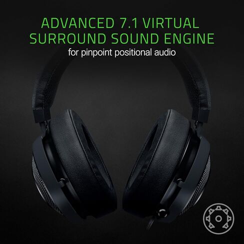 Razer Kraken 7.1 V2: 7.1 Surround Sound - Retractable Noise-Cancelling Mic - Lightweight Aluminum Frame - Gaming Headset Works with PC, PS4, Xbox One, Switch, & Mobile Devices - Black in Saudi Arabia