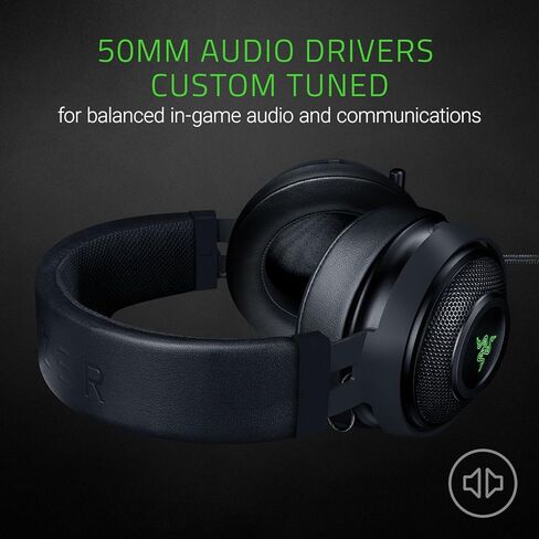 Razer Kraken 7.1 V2: 7.1 Surround Sound - Retractable Noise-Cancelling Mic - Lightweight Aluminum Frame - Gaming Headset Works with PC, PS4, Xbox One, Switch, & Mobile Devices - Black in Saudi Arabia