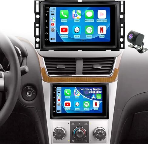 ترقية راديو السيارة 5G WiFi لسيارة Chevy Chevolet Malibu 2008 2009 2010 2011 2012، وحدة رأس ستيريو بشاشة لمس 7 بوصة مع Carplay Android Auto GPS Navigation FM Bluetooth SWC HD كاميرا احتياطية in Kuwait