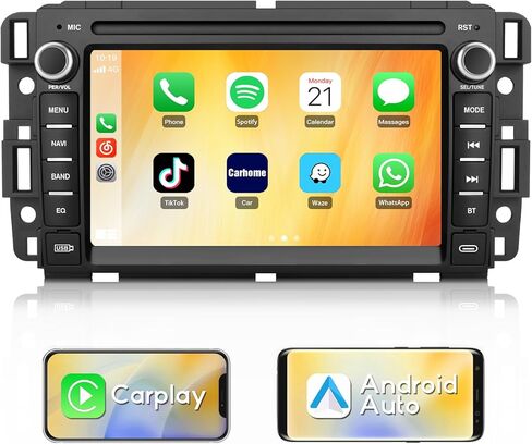 راديو سيارة AWESAFE 4Core 64GB لسيارة Chevy Silverado 1500 Tahoe GMC Sierra Acadia 2007-2013، وحدة رأس شاشة تعمل باللمس 7 بوصة مع نظام Android يدعم CarPlay Android Auto AM FM Bluetooth in Saudi Arabia