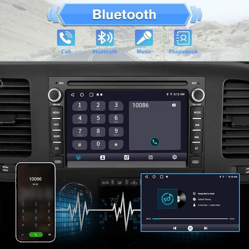 راديو سيارة AWESAFE 4Core 64GB لسيارة Chevy Silverado 1500 Tahoe GMC Sierra Acadia 2007-2013، وحدة رأس شاشة تعمل باللمس 7 بوصة مع نظام Android يدعم CarPlay Android Auto AM FM Bluetooth in Saudi Arabia