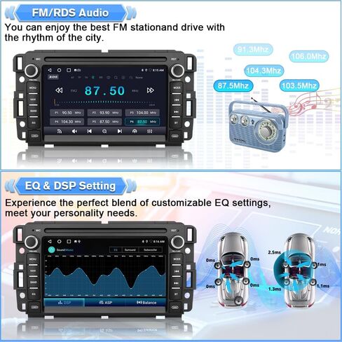 راديو سيارة AWESAFE 4Core 64GB لسيارة Chevy Silverado 1500 Tahoe GMC Sierra Acadia 2007-2013، وحدة رأس شاشة تعمل باللمس 7 بوصة مع نظام Android يدعم CarPlay Android Auto AM FM Bluetooth in Saudi Arabia