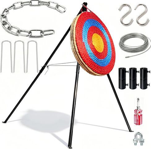Archery Target and Stand Set, Outdoor Archery Target Stand - Heavy Gauge Metal, Foldable Archery Targets Stand for Backyard, Multifunctional Archery Stand & Camping Tripod in Saudi Arabia