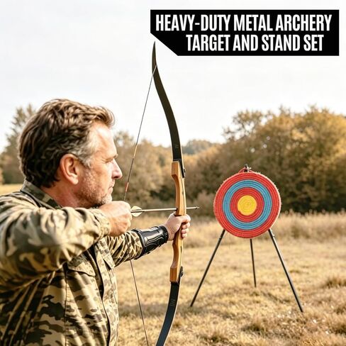 Archery Target and Stand Set, Outdoor Archery Target Stand - Heavy Gauge Metal, Foldable Archery Targets Stand for Backyard, Multifunctional Archery Stand & Camping Tripod in Saudi Arabia