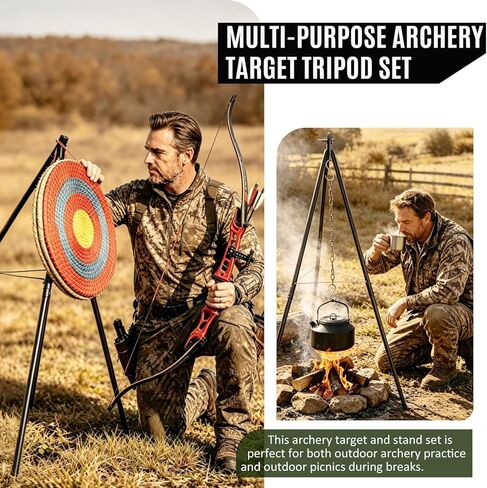 Archery Target and Stand Set, Outdoor Archery Target Stand - Heavy Gauge Metal, Foldable Archery Targets Stand for Backyard, Multifunctional Archery Stand & Camping Tripod in Saudi Arabia