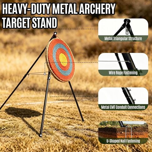 Archery Target and Stand Set, Outdoor Archery Target Stand - Heavy Gauge Metal, Foldable Archery Targets Stand for Backyard, Multifunctional Archery Stand & Camping Tripod in Saudi Arabia