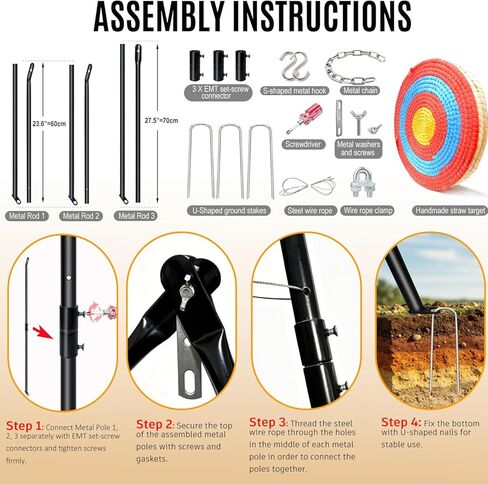 Archery Target and Stand Set, Outdoor Archery Target Stand - Heavy Gauge Metal, Foldable Archery Targets Stand for Backyard, Multifunctional Archery Stand & Camping Tripod in Saudi Arabia