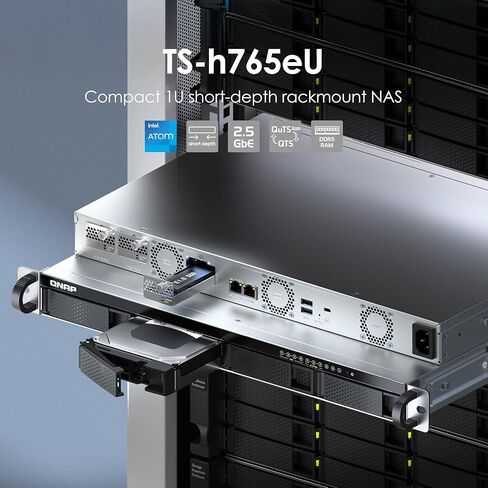 QNAP TS-h765eU-8G-US 1U Short-Depth 4-Bay NAS with 3 x E1.S/M.2 PCIe NVMe Slots in Saudi Arabia