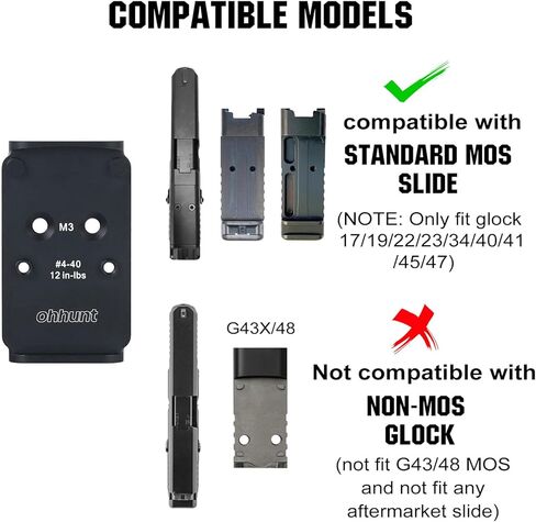 ohhunt Optic Adapter Plate Compatible with Glock 17 19 MOS | Compatible with Trijicon RMR/SRO, Osight X, Holosun 407C/507C/508C/508T in Saudi Arabia