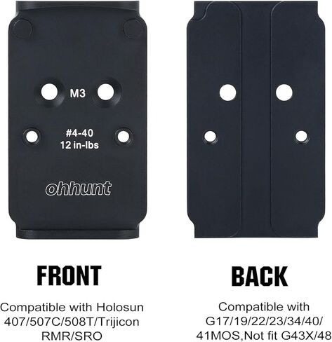 ohhunt Optic Adapter Plate Compatible with Glock 17 19 MOS | Compatible with Trijicon RMR/SRO, Osight X, Holosun 407C/507C/508C/508T in Saudi Arabia