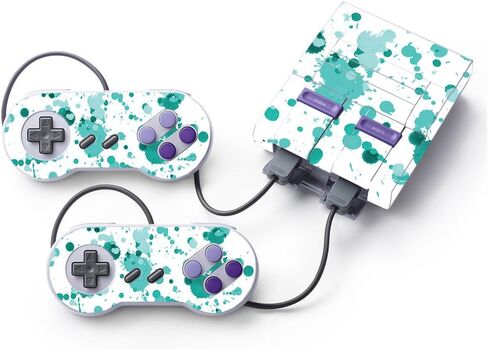 غلاف MightySkins متوافق مع Nintendo Super NES Classic - Teal Splatter | غطاء ملتف واقٍ ومتين وفريد ​​من نوعه من الفينيل | سهل التطبيق والإزالة وتغيير الأنماط | صنع في الولايات المتحدة الأمريكية in Saudi Arabia
