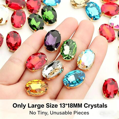 Choupee Oval Clear Sew on Glass Rhinestones Costume Jewels Crystal Beads Gems Gold Setting for Crafts Clothes Dress Jewelry Making in Saudi Arabia
