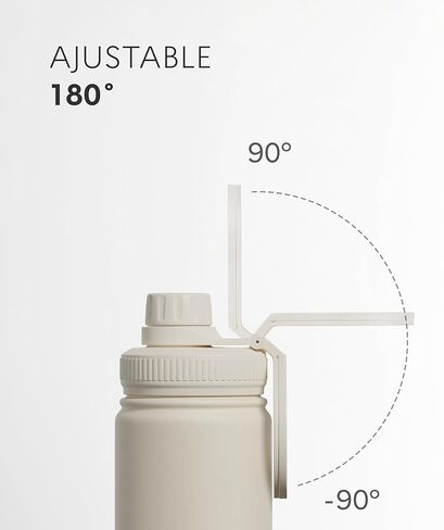 Well & Body Insulated Magnetic Water Bottle Magnet'O 25 oz | Stainless Steel, Compatible with MagSafe, Adjustable Angle, Leak-Proof, BPA-Free, Tripod-Ready, Gym, CrossFit, Fitness [Cream Edition] in Saudi Arabia
