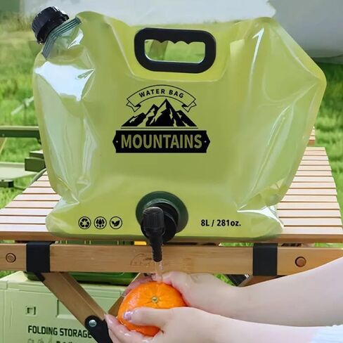 Collapsible Water Container with Spigot, 2.1Gallon(8L) Water Storage Bag, Large Capacity Camping Water Container Bag for Hiking & Outdoor Travel, Military Green in Saudi Arabia