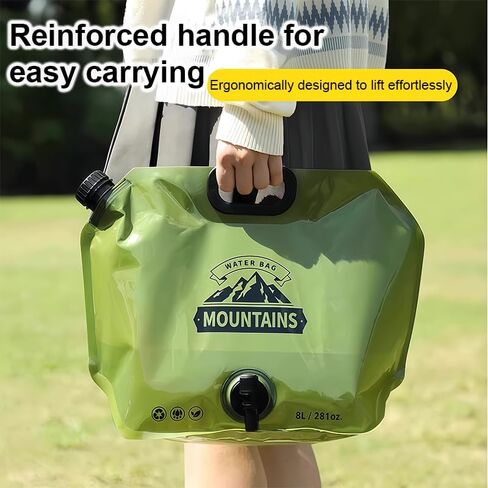 Collapsible Water Container with Spigot, 2.1Gallon(8L) Water Storage Bag, Large Capacity Camping Water Container Bag for Hiking & Outdoor Travel, Military Green in Saudi Arabia