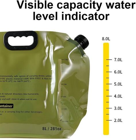 Collapsible Water Container with Spigot, 2.1Gallon(8L) Water Storage Bag, Large Capacity Camping Water Container Bag for Hiking & Outdoor Travel, Military Green in Saudi Arabia