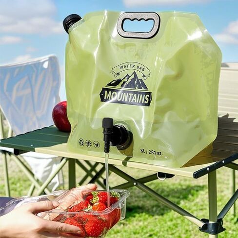 Collapsible Water Container with Spigot, 2.1Gallon(8L) Water Storage Bag, Large Capacity Camping Water Container Bag for Hiking & Outdoor Travel, Military Green in Saudi Arabia