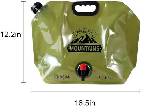 Collapsible Water Container with Spigot, 2.1Gallon(8L) Water Storage Bag, Large Capacity Camping Water Container Bag for Hiking & Outdoor Travel, Military Green in Saudi Arabia