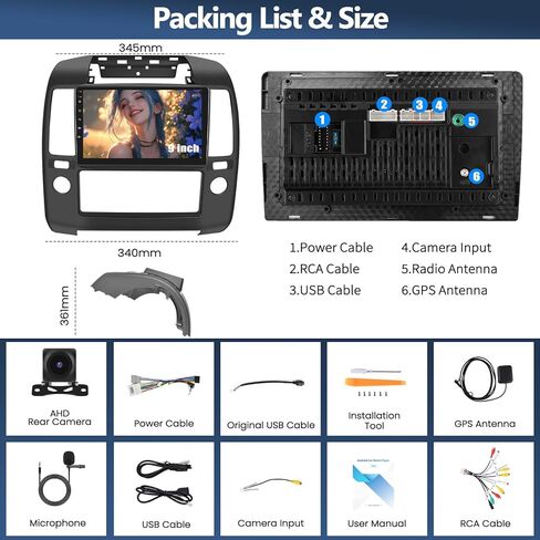 Radio 8-Core 2+64GB للسيارة لعام 2004-2010 NISSAN FRONTIER STEREO مع CARPLAY اللاسلكي Android Auto 9 " in Kuwait