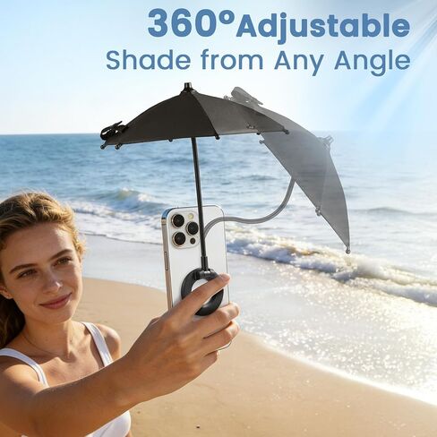 OUTXE Magnetic Phone Umbrella, 2026 Upgrade Sun Shade | Mini Universal for Cell iPhone Android Kindle (Black) in Saudi Arabia