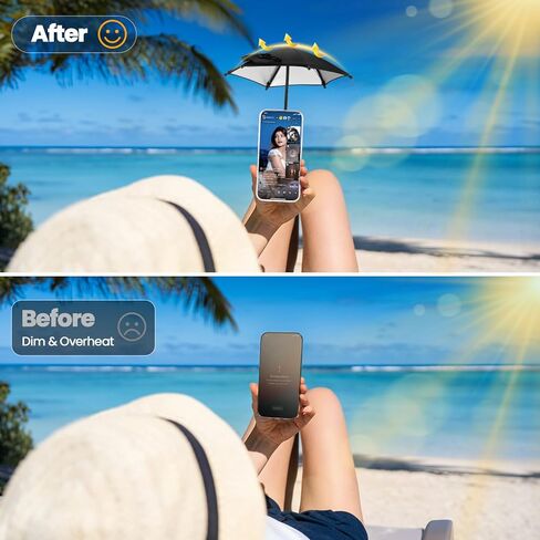 OUTXE Magnetic Phone Umbrella, 2026 Upgrade Sun Shade | Mini Universal for Cell iPhone Android Kindle (Black) in Saudi Arabia