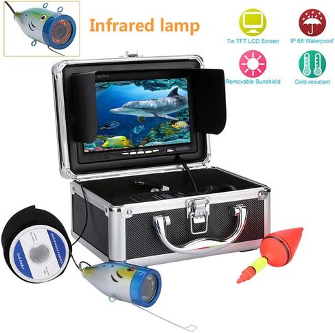 Portable Underwater Fishing Camera DVR, Video Fish Finder with 9" HD LCD Monitor 1080P Camera, for Ice Lake Boat Fishing 24pcs Infrared and Cool LED Lights (30M Cable) in Saudi Arabia