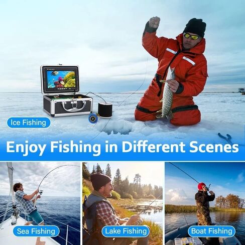 Portable Underwater Fishing Camera DVR, Video Fish Finder with 9" HD LCD Monitor 1080P Camera, for Ice Lake Boat Fishing 24pcs Infrared and Cool LED Lights (30M Cable) in Saudi Arabia