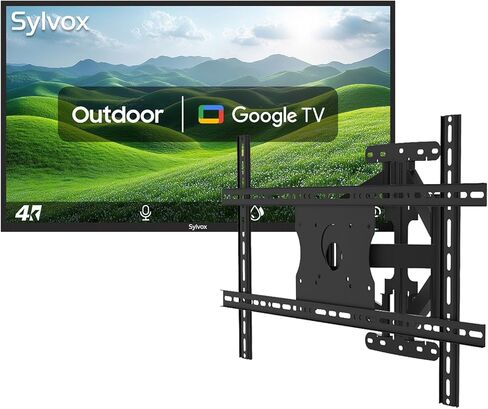 تلفزيون ذكي خارجي SYLVOX مقاس 50 بوصة مع حامل على الحائط، تلفزيون مقاوم للطقس 4K للفناء والفناء الخلفي، سطوع 700 نيت، مقاوم للماء IP55، شمس جزئية (سلسلة الفناء) in Saudi Arabia