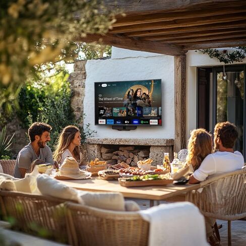 تلفزيون ذكي خارجي SYLVOX مقاس 50 بوصة مع حامل على الحائط، تلفزيون مقاوم للطقس 4K للفناء والفناء الخلفي، سطوع 700 نيت، مقاوم للماء IP55، شمس جزئية (سلسلة الفناء) in Saudi Arabia
