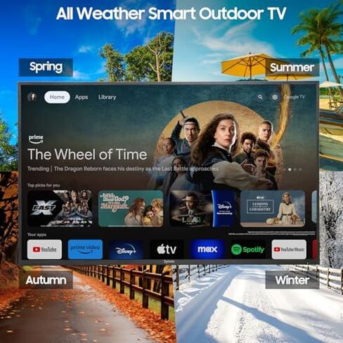 تلفزيون ذكي خارجي SYLVOX مقاس 50 بوصة مع حامل على الحائط، تلفزيون مقاوم للطقس 4K للفناء والفناء الخلفي، سطوع 700 نيت، مقاوم للماء IP55، شمس جزئية (سلسلة الفناء) in Saudi Arabia