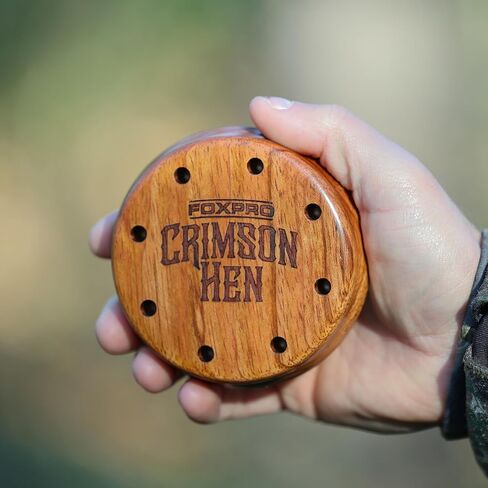 FOXPRO Crimson Hen Aluminum Turkey Pot Call - Aluminum Surface - One-Piece Ipe Striker - Realistic Turkey Sounds and Hen Sounds - Clucks, Purrs, Cuts - High-Volume, Quality, Durability - Made in USA in Saudi Arabia