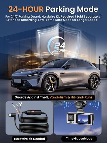 3 Channel Dash Cam, QHD 2.5K+1080P+1080P 3-Way Recording, WiFi Dash Camera with APP Control, 1440P Front+4 IR Lights, 24H Parking Mode with Time-Lapse, G-Sensor, Loop Recording,Free 64GB Card in Saudi Arabia