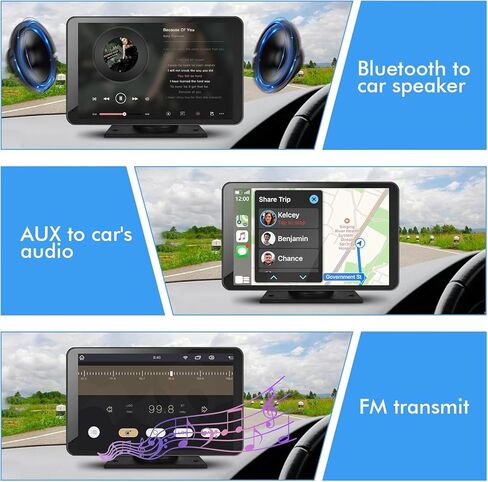 7" HD Portable Wireless Carplay Screen for Car, Touch Double Din Car Stereo with Apple Car Play & Android Auto, GPS, Voice Control, Mirror Link, Bluetooth Hands-Free, Multimedia Player for Vehicles in Saudi Arabia