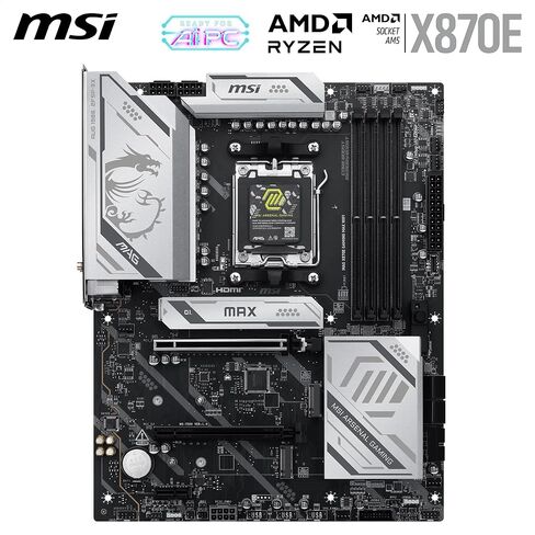 MSI MAG X870E Gaming MAX WiFi Motherboard, ATX - Supports AMD Ryzen 9000/8000 / 7000 Processors, AM5 - DDR5 Memory Boost (up to 8200+ MT/s OC), PCIe 5.0 x16, M.2 Gen5, Wi-Fi 7, 5G LAN in Saudi Arabia