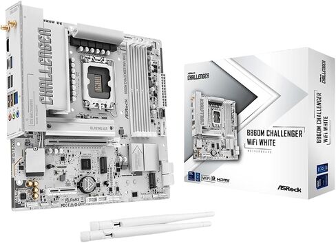 ASRock B860M Challenger WiFi White mATX Motherboard, Intel Core Ultra (Series 2), DDR5 8666+ (OC), PCIe 5.0, 2.5G LAN, WiFi 7, Dr.MOS in Saudi Arabia