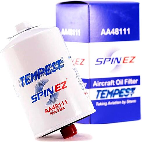 فلتر زيت Tempest AA48111 للطيران (6 قطع) - FAA8130-3 إمكانية التتبع الكامل، ختم سهل الإزالة، طلاء SPIN EZ، سعة Aerocore عالية، معتمد من FAA-PMA، محرك، طائرة. (ستة عبوات - 6 قطع) in Kuwait