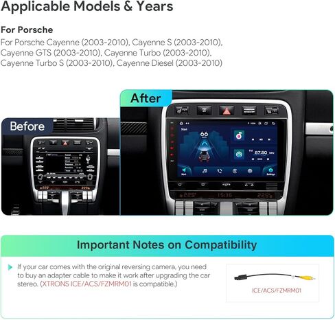 Xtrons Car Stereo لـ Porsche Cayenne مع وحدة فك ترميز الألياف الضوئية ، Android 13 Octa Core 4GB+64GB CAR RADION in Kuwait