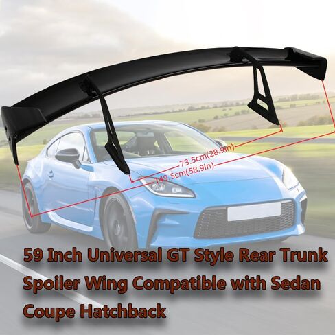 59 Inch GT Style Universal Wing Rear Trunk Spoiler Wing Gloss Black Compatible with Sedan Coupe Hatchback Universal Car Rear Trunk Spoiler GT4 RS Style Wing Gloss Black in Saudi Arabia