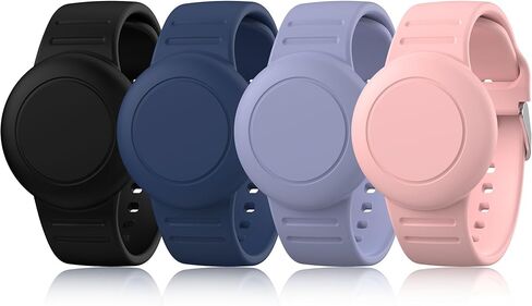 4 قطع من أساور AirTag للأطفال، سوار معصم من السيليكون الناعم لعلامة Apple Air Tag (الجيل الثاني والأول)، سوار معصم قابل للتعديل مضاد للفقد للأطفال الصغار (أسود/أزرق داكن/وردي رملي/أزرق رمادي) in Saudi Arabia