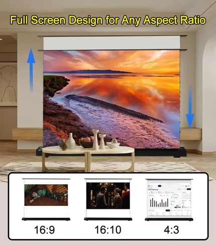 شاشة عرض VJ-MWhite بمحركات مرتفعة الأرضية مقاس 72 بوصة، شاشة عرض بيضاء بدقة 8K/4K UHD، تدعم نسب أبعاد متعددة، وطرق تحكم متعددة، وتصميم مضاد للقرص ومقاوم للغبار in Kuwait