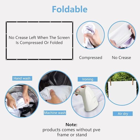 120-inch Projection Screen, Portable 4K Movie Screen, Wrinkle-Resistant, Easy-to-Install Outdoor Projection Screen, 16:9 Foldable and Washable, Suitable for use in Offices, Home theaters, Outdoors. in Saudi Arabia